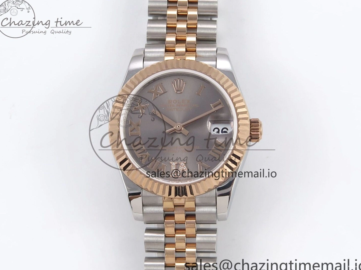 MiroTime 0401 Popular DateJust 31 278271 SS RG GMF 1:1 Best Edition 904L Steel Gray Roman Diamonds Dial on Jubilee Bracelet A 1165